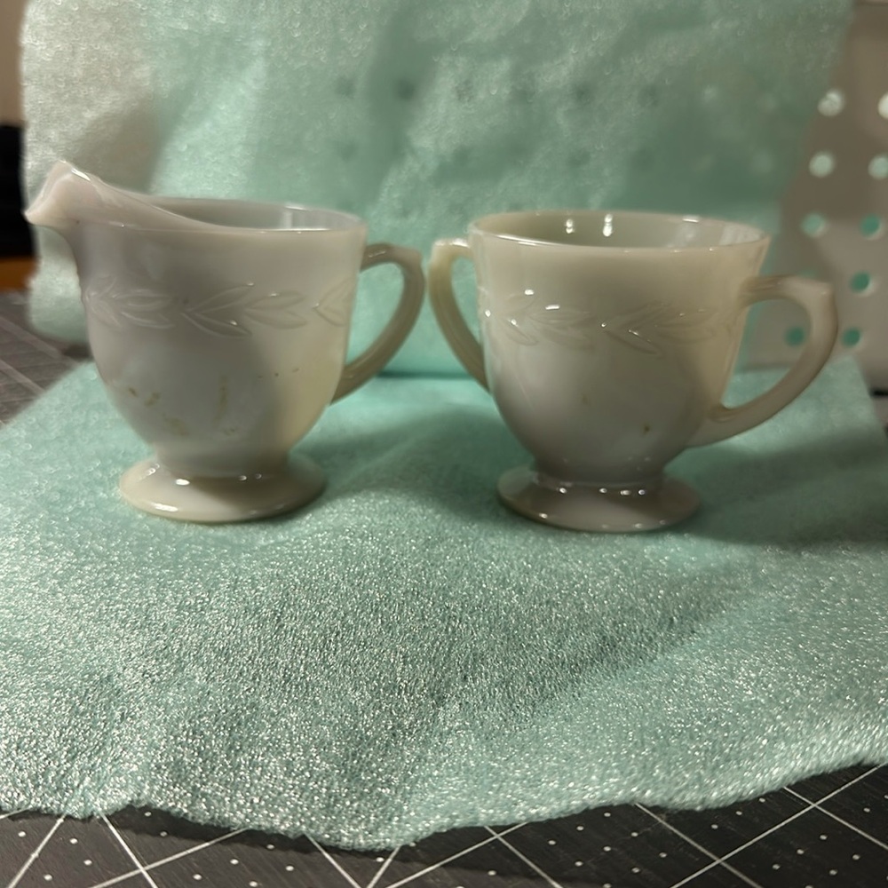 Vintage Fire King Creamer & Sugar Set